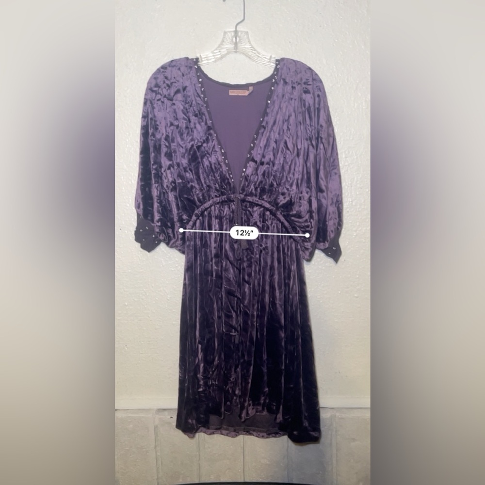 Juicy Couture Deep Purple Women's crushed velvet v-neck dress size medium - Picture 4 of 10